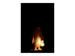 Lámpara pingüino de resina dorada 18,5x18,5x35cm