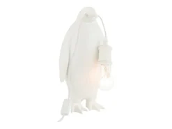 Lámpara pingüino de resina Blanca 18.5x18.5x35cm