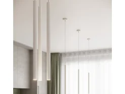 Lámparas Colgantes Arche Moderno De Acero - 1 Fuentes Luminosas - L.8 X A.120 Cm - Blanco
