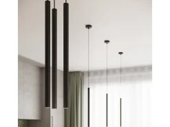 Lámparas Colgantes Arche Moderno De Acero - 1 Fuentes Luminosas - L.8 X A.120 Cm - Negro