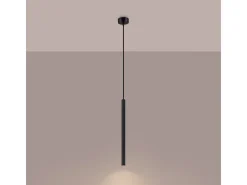 Lámparas Colgantes Arche Moderno De Acero - 1 Fuentes Luminosas - L.8 X A.120 Cm - Negro