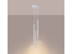 Lámparas Colgantes Arche Moderno De Acero - 3 Fuentes Luminosas - L.20 X A.120 Cm - Blanco