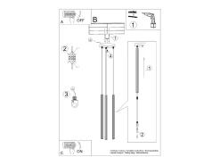 Lámparas Colgantes Arche Moderno De Acero - 3 Fuentes Luminosas - L.20 X A.120 Cm - Blanco