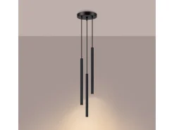 Lámparas Colgantes Arche Moderno De Acero - 3 Fuentes Luminosas - L.20 X A.120 Cm - Negro