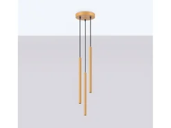 Lámparas Colgantes Arche Moderno De Acero - 3 Fuentes Luminosas - L.20 X A.120 Cm - Dorado