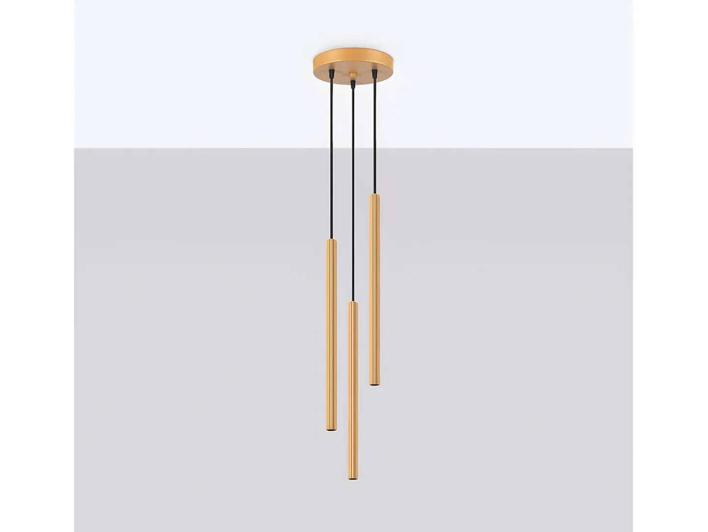 Lámparas Colgantes Arche Moderno De Acero - 3 Fuentes Luminosas - L.20 X A.120 Cm - Dorado