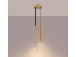 Lámparas Colgantes Arche Moderno De Acero - 3 Fuentes Luminosas - L.20 X A.120 Cm - Dorado