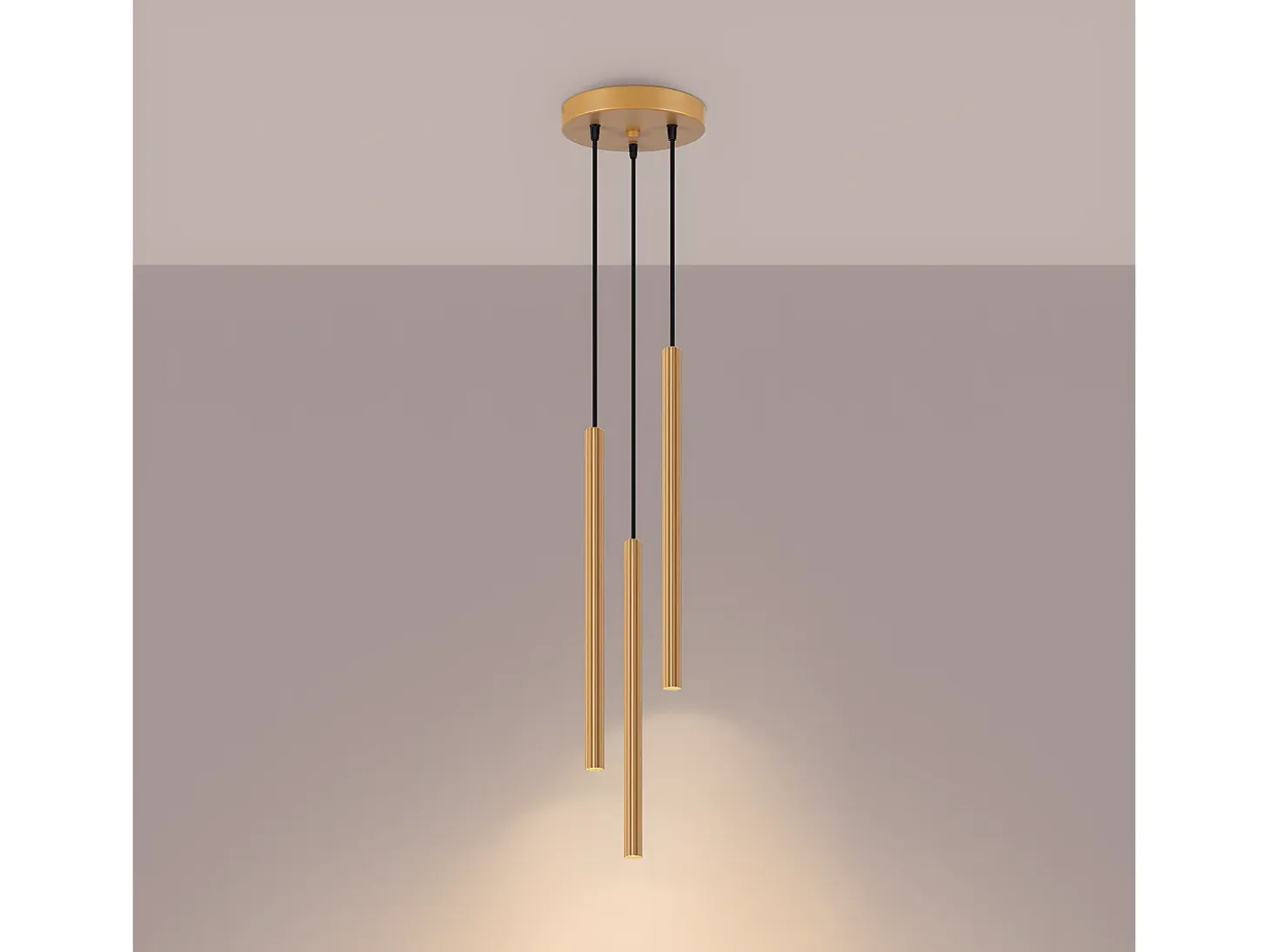 Lámparas Colgantes Arche Moderno De Acero - 3 Fuentes Luminosas - L.20 X A.120 Cm - Dorado