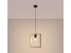 Lámparas Colgantes Aries Escandinavo De Acero/Madera - 1 Fuentes Luminosas - L.24 X A.133 Cm - Madera Natural