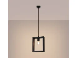 Lámparas Colgantes Aries Escandinavo De Acero/Madera - 1 Fuentes Luminosas - L.24 X A.133 Cm - Wengué