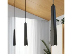 Lámparas colgantes Astel escandinavo de acero - 1 fuentes luminosas 4000K - L.8 x A.120 cm - negro