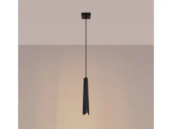 Lámparas colgantes Astel escandinavo de acero - 1 fuentes luminosas 4000K - L.8 x A.120 cm - negro