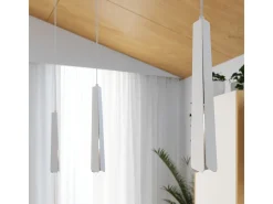 Lámparas colgantes Astel escandinavo de acero - 1 fuentes luminosas 3000K - L.8 x A.120 cm - blanco