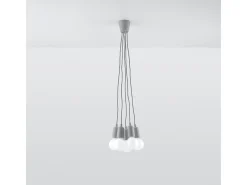 Lámparas colgantes Astis moderno de CLORURO DE POLIVINILO - 5 fuentes luminosas 3000K - L.25 x A.90 cm - gris