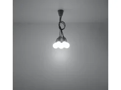 Lámparas colgantes Astis moderno de CLORURO DE POLIVINILO - 5 fuentes luminosas 3000K - L.25 x A.90 cm - gris