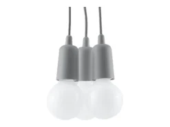 Lámparas colgantes Astis moderno de CLORURO DE POLIVINILO - 3 fuentes luminosas 3000K - L.15 x A.90 cm - gris