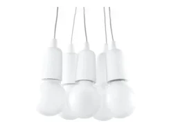Lámparas colgantes Astis moderno de CLORURO DE POLIVINILO - 5 fuentes luminosas 4000K - L.25 x A.90 cm - blanco