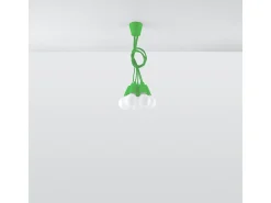 Lámparas colgantes Astis moderno de CLORURO DE POLIVINILO - 5 fuentes luminosas 3000K - L.25 x A.90 cm - verde
