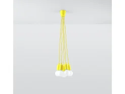 Lámparas colgantes Astis moderno de CLORURO DE POLIVINILO - 5 fuentes luminosas 3000K - L.25 x A.90 cm - amarillo