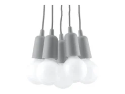 Lámparas colgantes Astis moderno de CLORURO DE POLIVINILO - 5 fuentes luminosas 4000K - L.25 x A.90 cm - gris