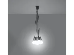 Lámparas colgantes Astis moderno de CLORURO DE POLIVINILO - 5 fuentes luminosas 4000K - L.25 x A.90 cm - gris
