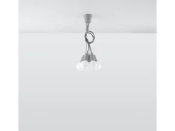 Lámparas colgantes Astis moderno de CLORURO DE POLIVINILO - 5 fuentes luminosas 4000K - L.25 x A.90 cm - gris