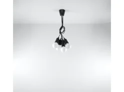 Lámparas colgantes Astis moderno de CLORURO DE POLIVINILO - 5 fuentes luminosas 3000K - L.25 x A.90 cm - negro