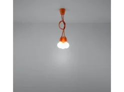 Lámparas colgantes Astis moderno de CLORURO DE POLIVINILO - 3 fuentes luminosas 3000K - L.15 x A.90 cm - naranja