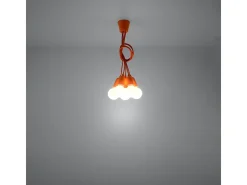 Lámparas colgantes Astis moderno de CLORURO DE POLIVINILO - 5 fuentes luminosas 3000K - L.25 x A.90 cm - naranja