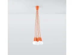 Lámparas colgantes Astis moderno de CLORURO DE POLIVINILO - 5 fuentes luminosas 3000K - L.25 x A.90 cm - naranja