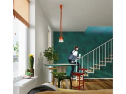 Lámparas colgantes Astis moderno de CLORURO DE POLIVINILO - 3 fuentes luminosas 4000K - L.15 x A.90 cm - naranja