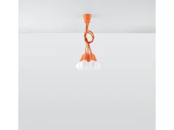 Lámparas colgantes Astis moderno de CLORURO DE POLIVINILO - 5 fuentes luminosas 4000K - L.25 x A.90 cm - naranja