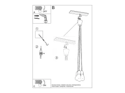 Lámparas colgantes Astis moderno de CLORURO DE POLIVINILO - 5 fuentes luminosas 4000K - L.25 x A.90 cm - negro