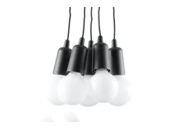 Lámparas colgantes Astis moderno de CLORURO DE POLIVINILO - 5 fuentes luminosas 4000K - L.25 x A.90 cm - negro