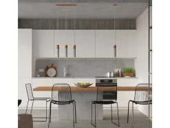 Lámparas colgantes Avier industrial de betoNo aplicablerewno - 3 fuentes luminosas 3000K - L.45 x A.120 cm - gris/madera natural