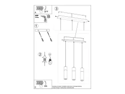 Lámparas colgantes Avier industrial de betoNo aplicablerewno - 3 fuentes luminosas 4000K - L.45 x A.120 cm - gris/madera natural