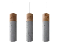 Lámparas colgantes Avier industrial de betoNo aplicablerewno - 3 fuentes luminosas 4000K - L.45 x A.120 cm - gris/madera natural
