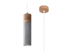 Lámparas colgantes Avier industrial de betoNo aplicablerewno - 1 fuentes luminosas 3000K - L.10 x A.120 cm - gris/madera natural