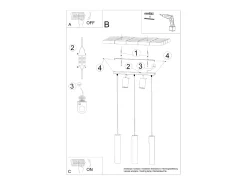 Lámparas colgantes Briix moderno de acero - 5 fuentes luminosas 4000K - L.45 x A.100 cm - blanco