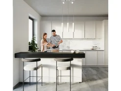 Lámparas colgantes Briix moderno de acero - 5 fuentes luminosas 4000K - L.45 x A.100 cm - blanco