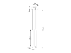 Lámparas colgantes Brill moderno de concreto - 3 fuentes luminosas 4000K - L.19,5 x A.115 cm - gris