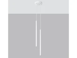 Lámparas colgantes Brill moderno de acero - 2 fuentes luminosas 3000K - L.15 x A.118 cm - blanco