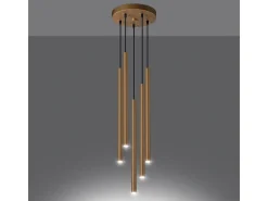 Lámparas colgantes Brill moderno de acero - 5 fuentes luminosas 4000K - L.25 x A.110 cm - dorado