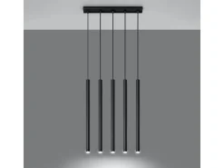Lámparas colgantes Brill moderno de acero - 5 fuentes luminosas 4000K - L.45 x A.90 cm - negro