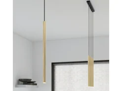 Lámparas colgantes Brill moderno de acero - 3 fuentes luminosas 3000K - L.20 x A.90 cm - brillo dorado