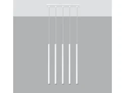 Lámparas colgantes Brill moderno de acero - 5 fuentes luminosas 3000K - L.45 x A.90 cm - blanco