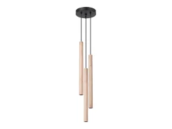 Lámparas colgantes Brill moderno de acero/madera - 3 fuentes luminosas 3000K - L.19,5 x A.115 cm - madera