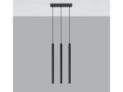 Lámparas colgantes Brill moderno de acero - 3 fuentes luminosas 3000K - L.30 x A.90 cm - negro