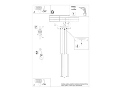 Lámparas colgantes Brill moderno de acero - 5 fuentes luminosas 3000K - L.25 x A.110 cm - dorado