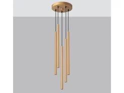 Lámparas colgantes Brill moderno de acero - 5 fuentes luminosas 3000K - L.25 x A.110 cm - dorado